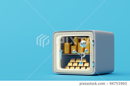 Safe box with tempered glass door in blue background ,business banking concept ,3d illustration or 3d rendering Safe box with tempered glass door in blue background ,business banking concept ,3d illustration or 3d rendering 94755993