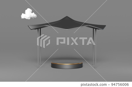 black podium empty with tent and cloud in gray composition for modern stage display and minimalist mockup ,abstract showcase background ,Concept 3d illustration or 3d render black podium empty with tent and cloud in gray composition for modern stage display and minimalist mockup ,abstract showcase background ,Concept 3d illustration or 3d render 94756006