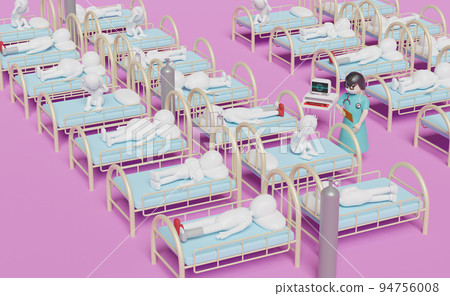 emergency field hospital with woman doctor and many stick man patient in pink background ,Accident disaster concept ,3d illustration or 3d rendering emergency field hospital with woman doctor and many stick man patient in pink background ,Accident disaster concept ,3d illustration or 3d rendering 94756008