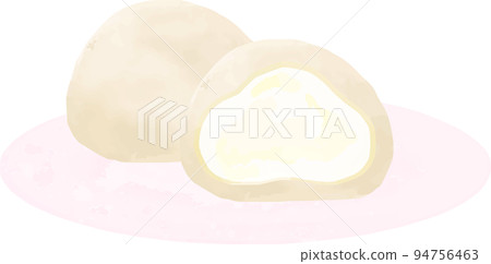 Japanese confectionery cream daifuku watercolor hand drawn illustration material 94756463