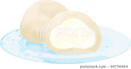 Japanese confectionery cream daifuku watercolor hand drawn illustration material Japanese confectionery cream daifuku watercolor hand drawn illustration material 94756464