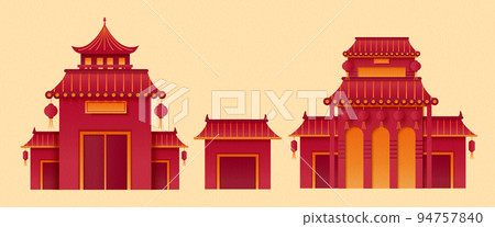 Asia traditional building set 94757840
