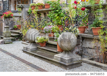 Stair entrances to renaissance buildings on old town Gdansk Poland 94758053