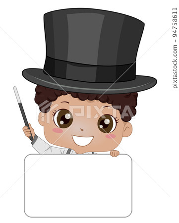 Kid Boy Black Magic Board Wand Hat Illustration Kid Boy Black Magic Board Wand Hat Illustration 94758611