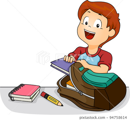 Kid Boy Bag After School Routine Illustration Kid Boy Bag After School Routine Illustration 94758614