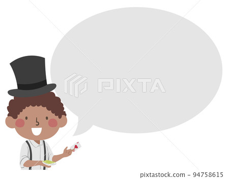 Kid Boy Magic Cards Speech Bubble Illustration Kid Boy Magic Cards Speech Bubble Illustration 94758615