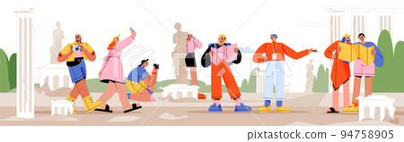 Tourists travel, excursion with guide abroad trip 94758905