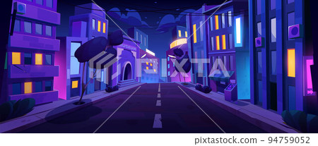 City street with road at night time, empty highway 94759052