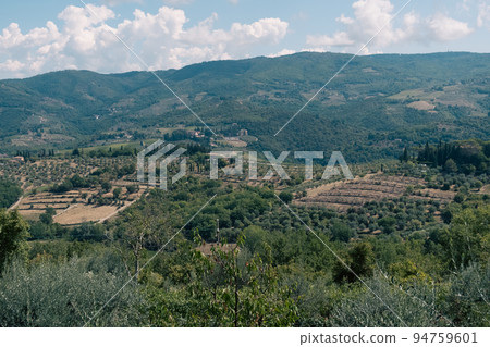 Beautiful view of Tuscany landscape and landmarks. Summer in Italy Beautiful view of Tuscany landscape and landmarks. Summer in Italy 94759601