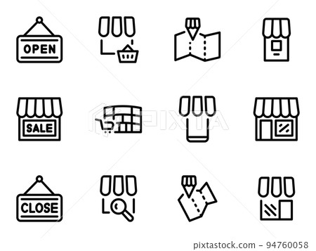 Set of black vector icons, isolated against white background. Flat illustration on a theme mall 94760058