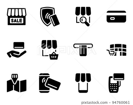 Set of black vector icons, isolated against white background. Flat illustration on a theme credit card payment 94760061