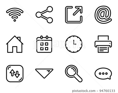 Set of black vector icons, isolated against... - Stock Illustration ...