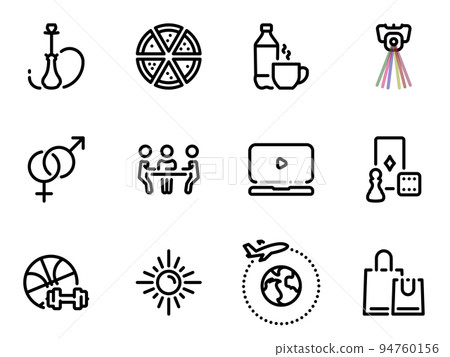 Simple vector icons. Flat illustration on a theme entertainment and recreation 94760156