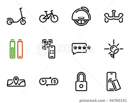 Set of black vector icons, isolated against white background. Illustration on a theme Rental service 94760191