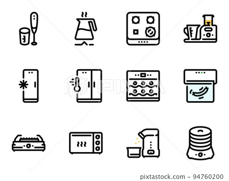 Set of black vector icons, isolated against white background. Illustration on a theme Kitchen Appliances 94760200