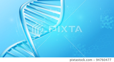 Fragment of double helix DNA in light blue colors. 94760477