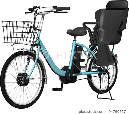 Illustration of a parked electric bicycle with a child seat. background transparent Illustration of a parked electric bicycle with a child seat. background transparent 94760557