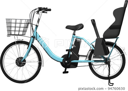 Illustration of a parked electric bicycle with a child seat. background transparent Illustration of a parked electric bicycle with a child seat. background transparent 94760630