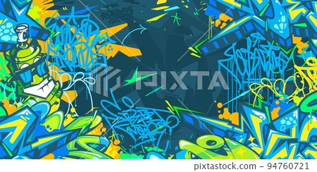 Trendy Abstract Urban Street Art Graffiti Style Vector Illustration Background Template 94760721