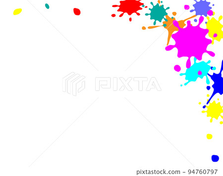 Splattered ink shapes, frame of colorful paint drops 94760797