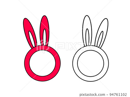 紅白兔臉型插畫相框 紅白兔臉型插畫相框 94761102