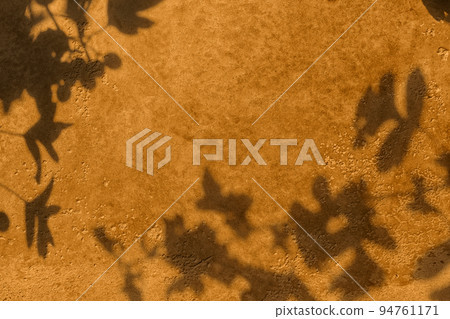 Shadow of leaves on brown concrete wall texture background Shadow of leaves on brown concrete wall texture background 94761171