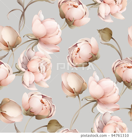 Seamless pattern with flower buds in a watercolor style. Vintage wallpaper in pastel colors Seamless pattern with flower buds in a watercolor style. Vintage wallpaper in pastel colors 94761310