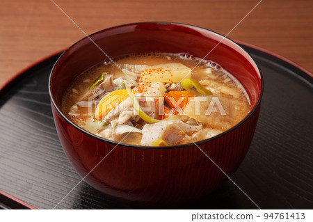 Pork miso soup served in a bowl 94761413