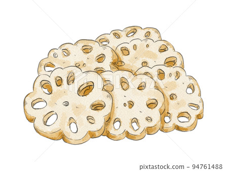 Illustration of flower-shaped vinegar lotus root (watercolor style) Illustration of flower-shaped vinegar lotus root (watercolor style) 94761488
