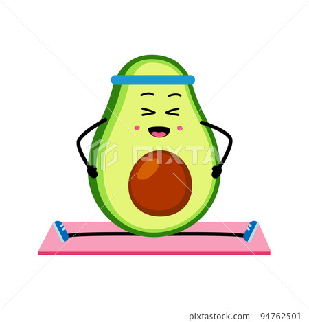 Cute strong avocado character sit on the splits. Vector illustratio 94762501