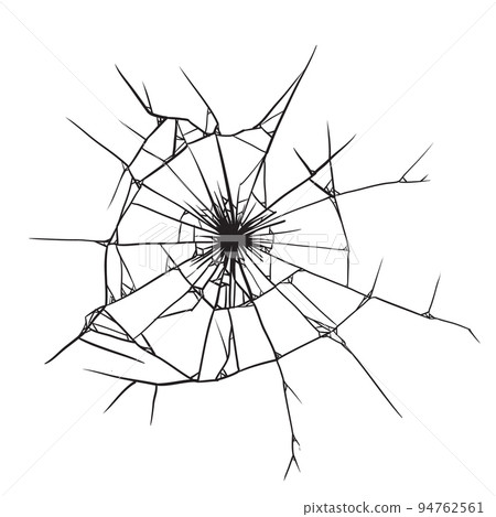 Broken glass with black cracks vector Broken glass with black cracks vector 94762561