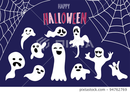 Bat, web and ghosts. Halloween background. 94762769