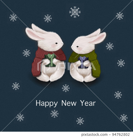 Rabbit Rabbit Rabbit Welcome December Christmas illustration with cute rabbits. Happy...-ζεη΄ ζ [94762802 ...