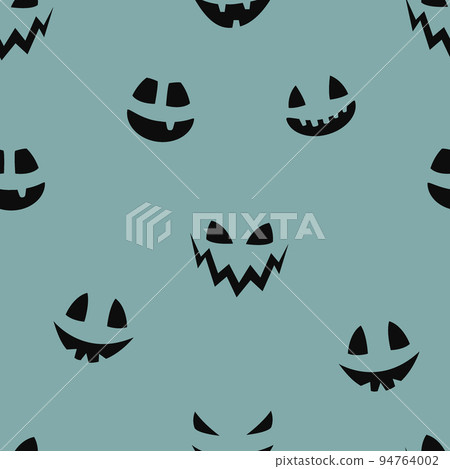 Halloween pattern with funny pumpkin face. Wallpaper. Vector Halloween pattern with funny pumpkin face. Wallpaper. Vector 94764002