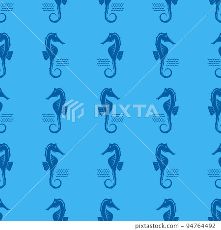 Blue Seahorse Icon. Logo design on White Background. Tropical Exotic Fish 94764492