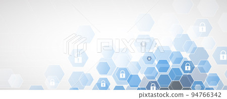 internet digital security technology concept for business background. Lock on circuit board 94766342