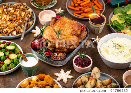 Christmas festive dinner with traditional dishes 94766385