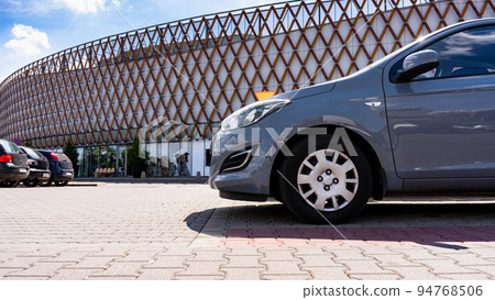 Car parking. Empty road asphalt background. Car lot parking space in underground city garage. Urban, Rough Under-construction Background. 94768506