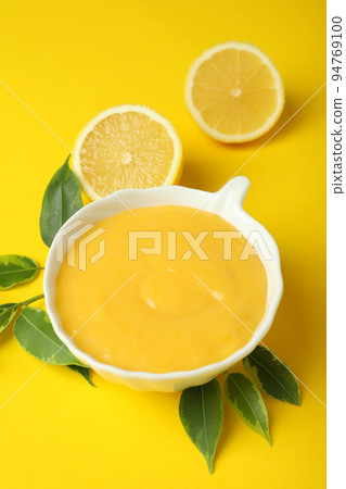 Concept of tasty food with lemon curd 94769100