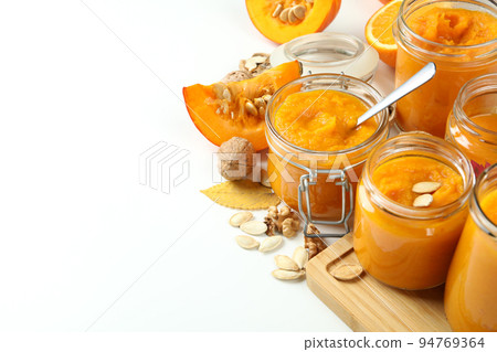 Concept of tasty food, pumpkin jam, space for text Concept of tasty food, pumpkin jam, space for text 94769364