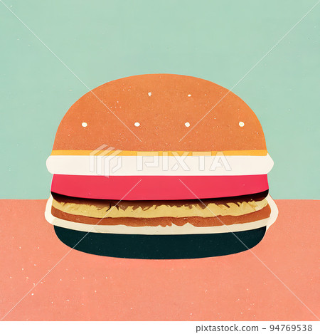Hamburger simple picture. Hamburger on a gradient background. Digital illustration. Hamburger simple picture. Hamburger on a gradient background. Digital illustration. 94769538
