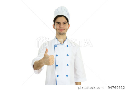Concept of cooking, young man chef isolated on white background 94769612