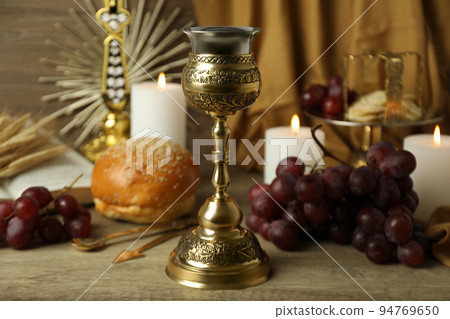 Concept or composition of Eucharist with different accessories Concept or composition of Eucharist with different accessories 94769650