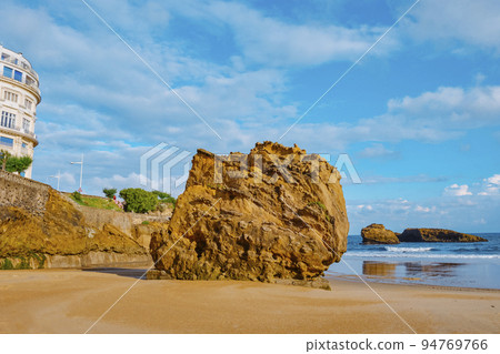 big rock on La Grande Plage Beach in Biarritz 94769766