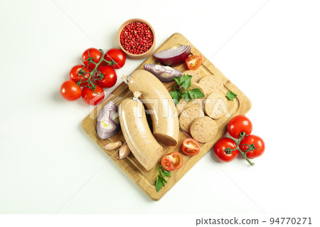 Concept of tasty food, liverwurst, top view Concept of tasty food, liverwurst, top view 94770271