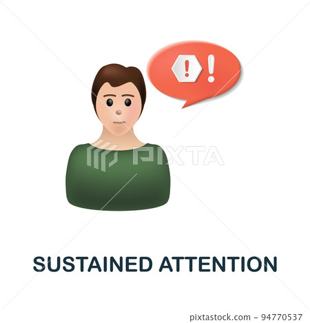 Sustained Attention icon. 3d illustration from cognitive skills collection. Creative Sustained Attention 3d icon for web design, templates, infographics and more 94770537
