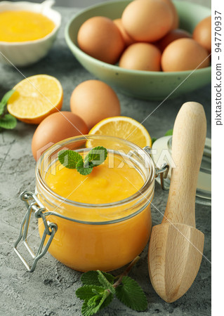 Concept of tasty food with lemon curd, close up Concept of tasty food with lemon curd, close up 94770937
