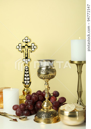 Concept or composition of Eucharist with different accessories 94771547