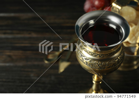 Concept or composition of Eucharist, space for text 94771549