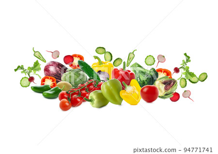 Group of different vegetables isolated on white background 94771741